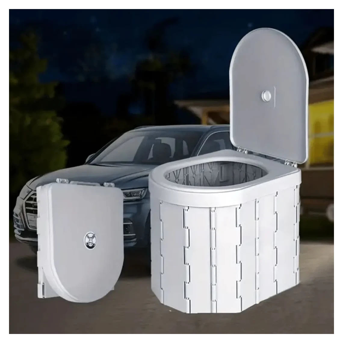 كرسي المرحاض المحمول والقابل للطي مع أكياس قمامة