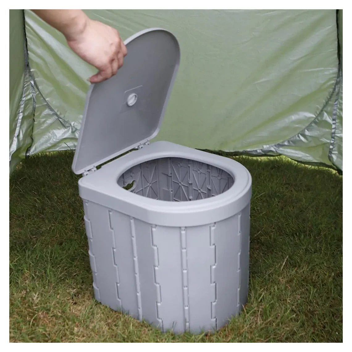 كرسي المرحاض المحمول والقابل للطي مع أكياس قمامة